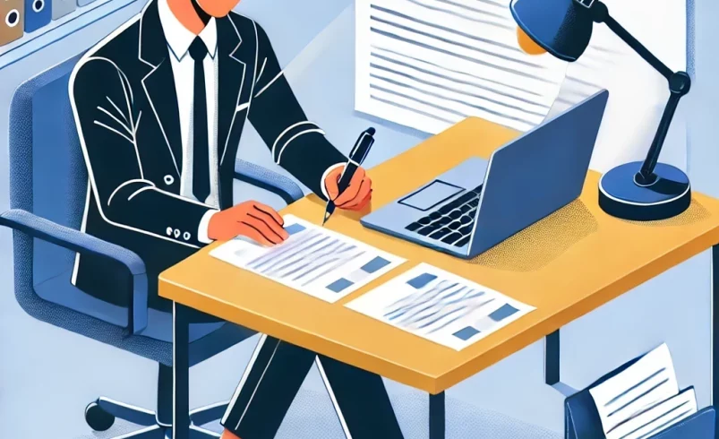 Illustration of a person writing a grant